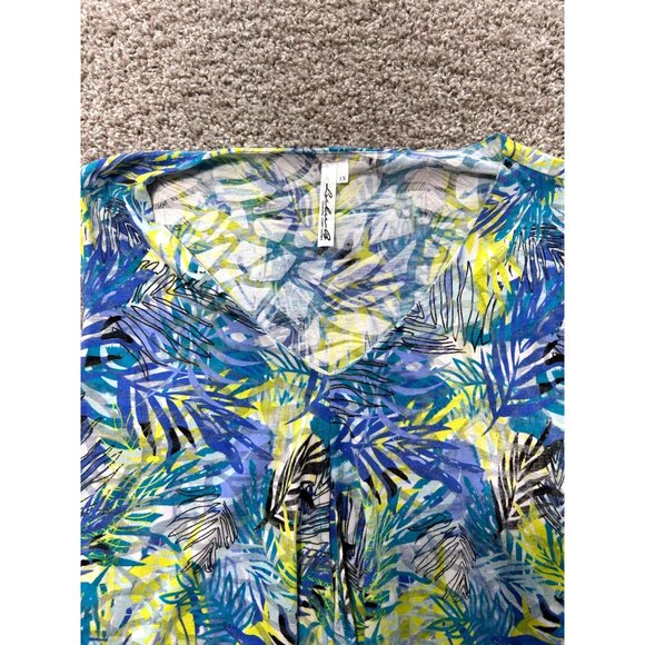 LULU B Leaf Print Sleeveless V-Neck Layered Top Womens 1X - Picture 6 of 8